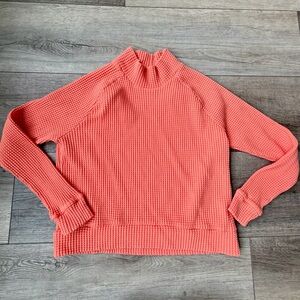 The North Face Womens Waffle Knit Cropped Sweatshirt Gym Workout Yoga Mock Neck